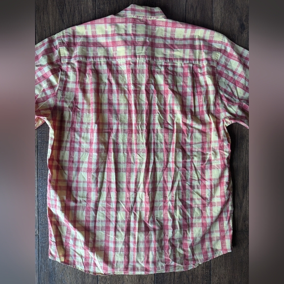 Cutter & Buck Chambray Short Sleeve Shirt Red & Yellow Plaid Mens XL 100% Cotton - Picture 12 of 16